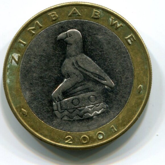 2001 Zimbabwe Bimetallic Rhino $5 Coin (b489-18) - Picture 1 of 2